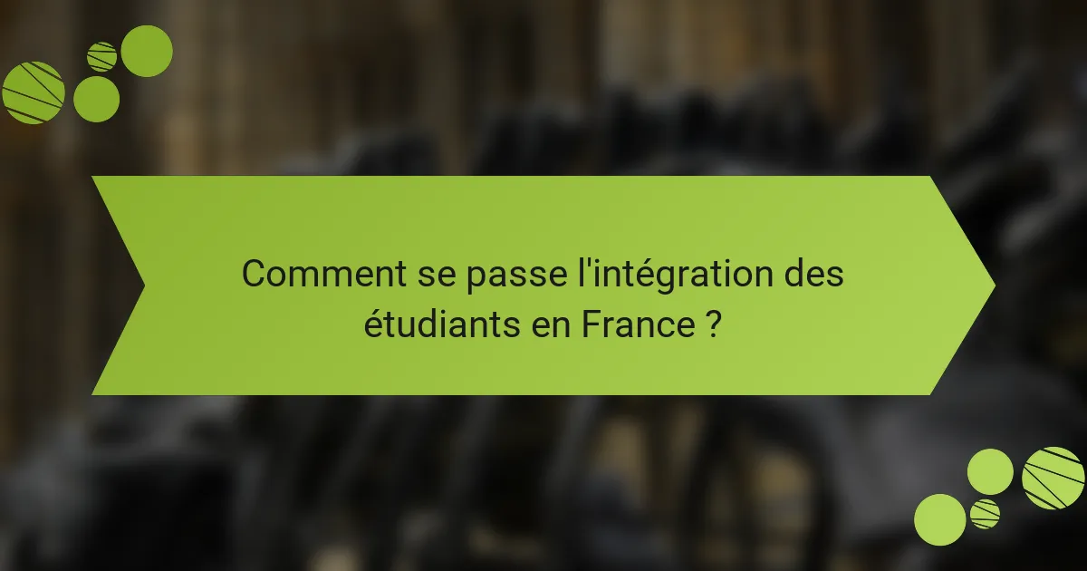 Comment se passe l'intégration des étudiants en France ?