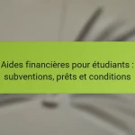Aides financières pour étudiants : subventions, prêts et conditions