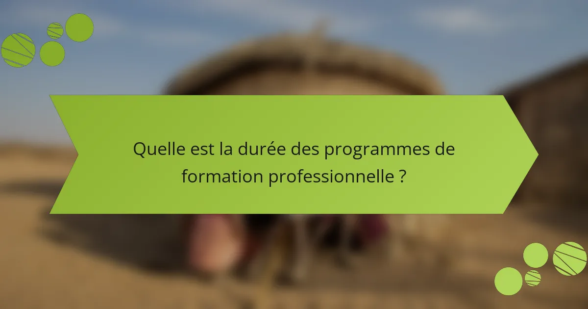 Quelle est la durée des programmes de formation professionnelle ?