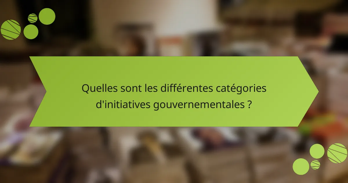 Quelles sont les différentes catégories d'initiatives gouvernementales ?