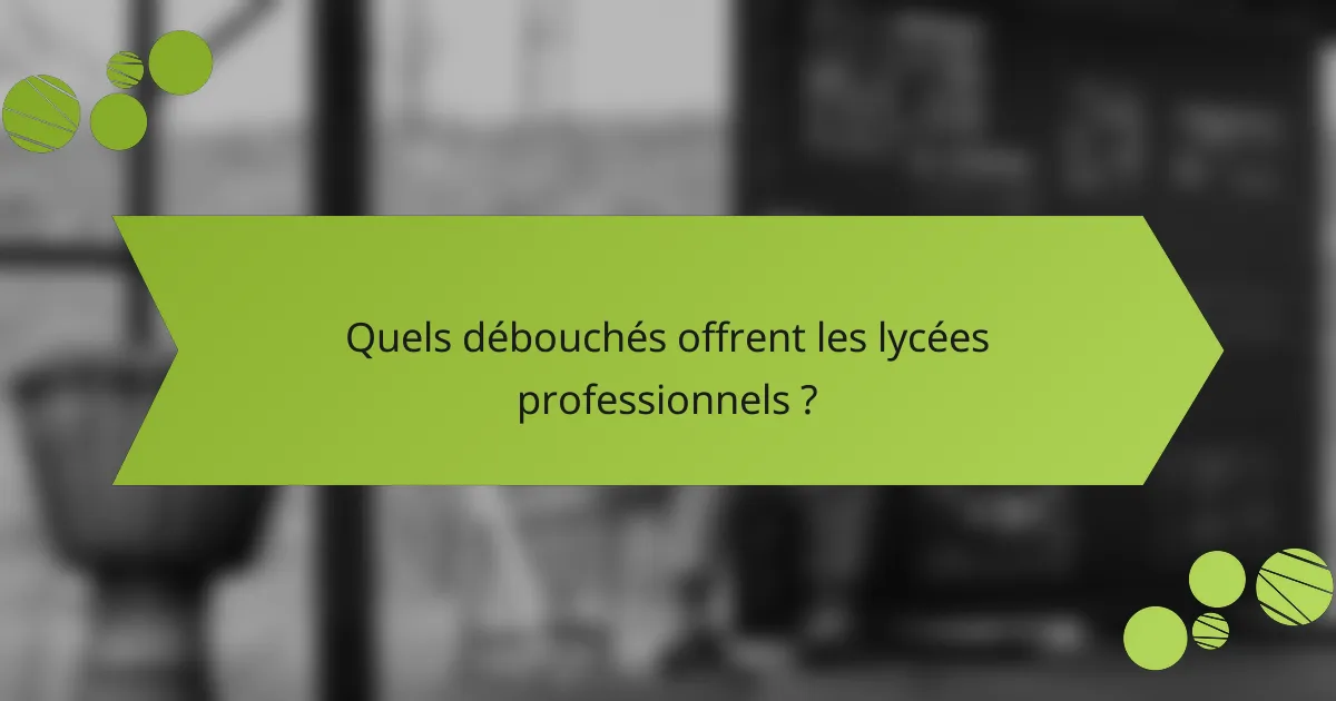 Quels débouchés offrent les lycées professionnels ?