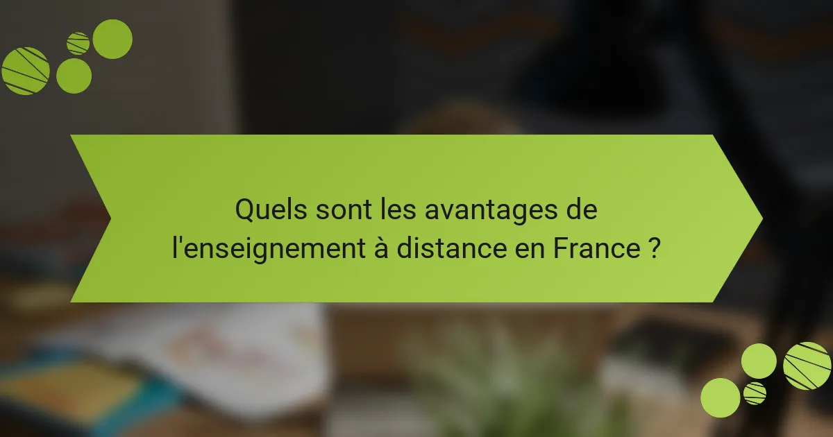 Quels sont les avantages de l'enseignement à distance en France ?