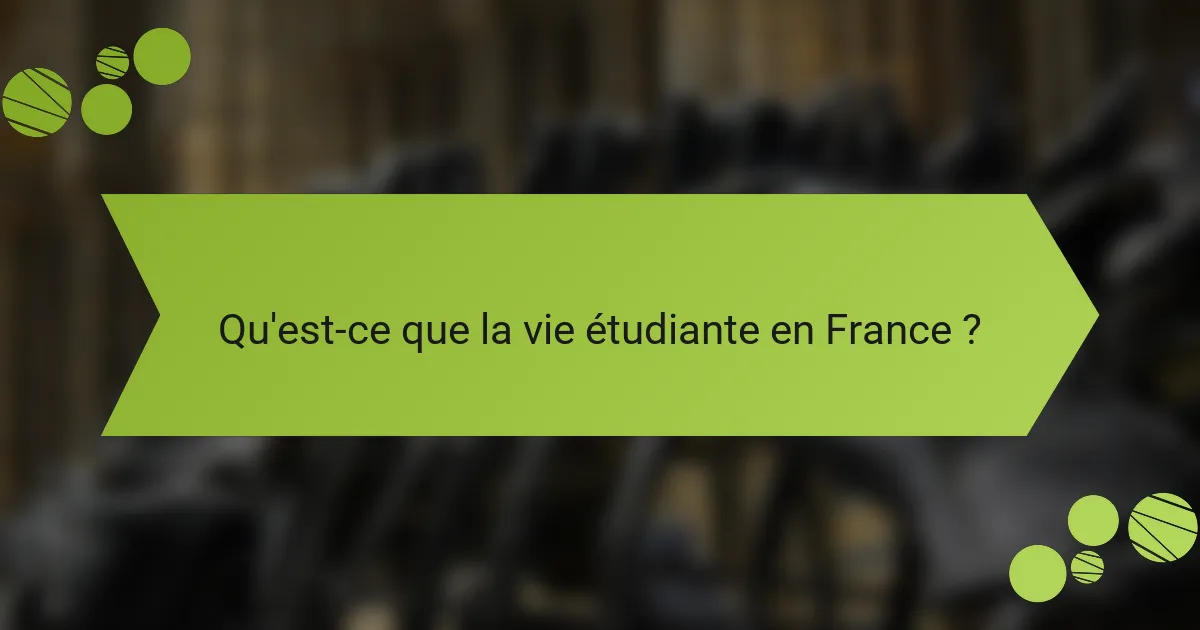 Qu'est-ce que la vie étudiante en France ?