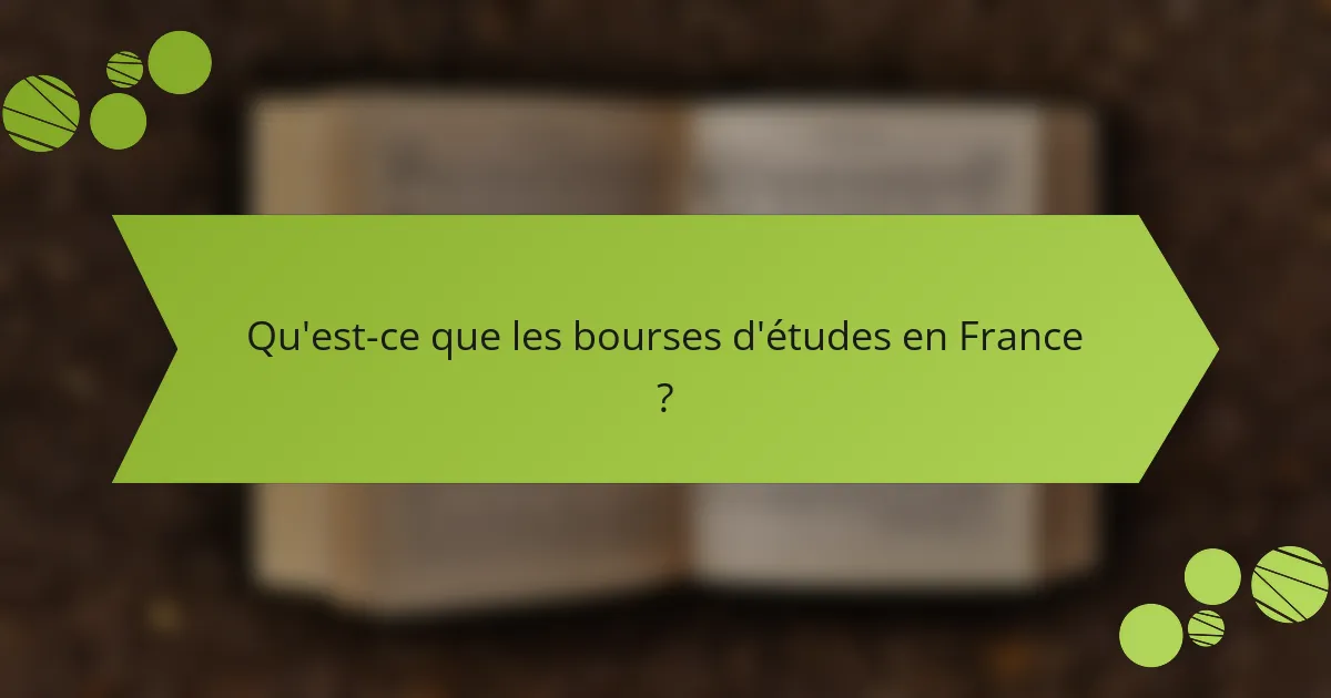 Qu'est-ce que les bourses d'études en France ?