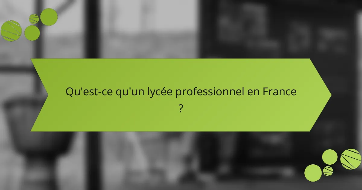 Qu'est-ce qu'un lycée professionnel en France ?